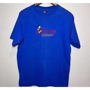 👕 Vintage Mickey Unlimited Embroidered Tee – Royal Blue Size M